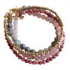 Gemshine - Damen - Armband Set - Marble Rose Gold - Aquamarin - Rosenquarz - Blau - Rosa - Vergoldet
