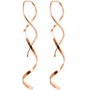 GEMSHINE Damenohrringe aus hochwertig rose vergoldetem 925 Silber. Elegant fließende 5 cm lange Designer Ohrhänger. Made in München / Deutschland. Im eleganten Schmucketui mit Geschenkverpackung.