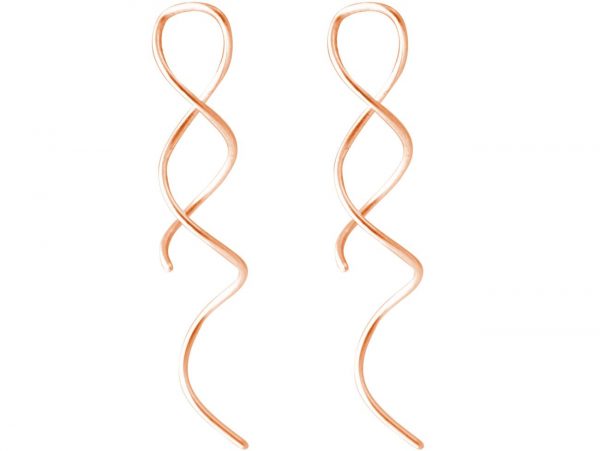 GEMSHINE Damenohrringe aus hochwertig rose vergoldetem 925 Silber. Elegant fließende 5 cm lange Designer Ohrhänger. Made in München / Deutschland. Im eleganten Schmucketui mit Geschenkverpackung. – Bild 4