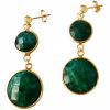 Gemshine - Damen - Ohrringe - 925 Silber - Vergoldet - Smaragd - Grün - Facettiert - 4 cm