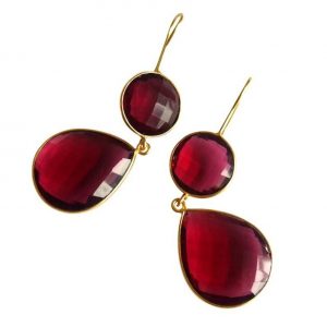 Gemshine - Damen - Ohrringe - 925 Silber - Vergoldet - Quarz - Rot - CANDY - Tropfen - 6 cm