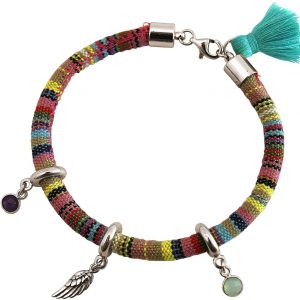 Gemshine - Damen - Armband - 925 Silber - AZTEC - Flügel  - Amethyst - Chalcedon - Violett