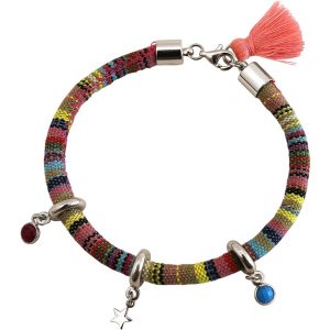 Gemshine - Damen - Armband - 925 Silber - AZTEC - STAR - Stern - Rubin - Rot - Türkis