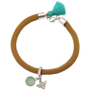 Gemshine - Damen - Armband - 925 Silber - Edelstein - Aqua Chalcedon - BEE - Biene - Grün - Braun