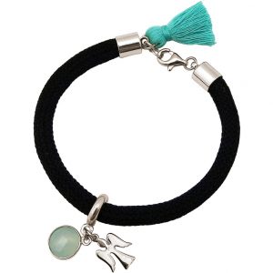 Gemshine - Damen - Armband - 925 Silber - Edelstein - Aqua Chalcedon - Engel - Grün - Schwarz
