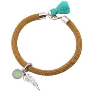 Gemshine - Damen - Armband - 925 Silber - Edelstein - Aqua Chalcedon - Engel Flügel - Grün - Braun