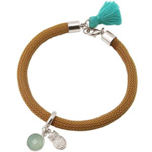 Gemshine - Damen - Armband - 925 Silber - Edelstein - Aqua Chalcedon - Eule - Grün - Braun