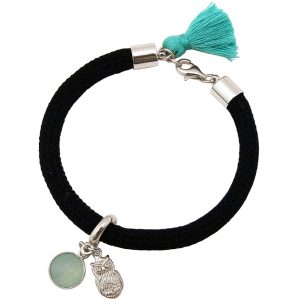 Gemshine - Damen - Armband - 925 Silber - Edelstein - Aqua Chalcedon - Eule - Grün - Schwarz