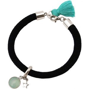 Gemshine - Damen - Armband - 925 Silber - Edelstein - Aqua Chalcedon - STAR - Stern - Grün - Schwarz