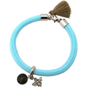 Gemshine - Damen - Armband - 925 Silber - Edelstein - Rauchquarz - BEE - Biene - Blau - Braun