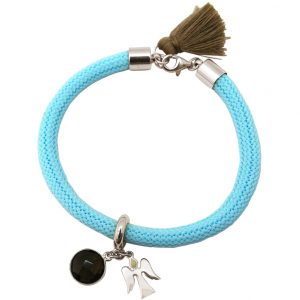 Gemshine - Damen - Armband - 925 Silber - Edelstein - Rauchquarz - Engel - Blau - Braun