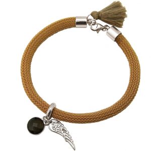 Gemshine - Damen - Armband - 925 Silber - Edelstein - Rauchquarz - Engel Flügel - Braun