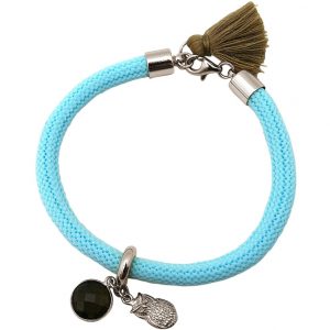 Gemshine - Damen - Armband - 925 Silber - Edelstein - Rauchquarz - Eule - Blau - Braun