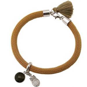 Gemshine - Damen - Armband - 925 Silber - Edelstein - Rauchquarz - Eule - Braun