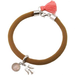 Gemshine - Damen - Armband - 925 Silber - Edelstein - Rosenquarz - Engel - Rosa - Braun
