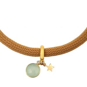Gemshine - Damen - Armband - 925 Silber - Vergoldet - Edelstein - Aqua Chalcedon - STAR - Stern - Grün - Braun