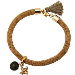 Gemshine - Damen - Armband - 925 Silber - Vergoldet - Edelstein - Rauchquarz - BEE - Biene - Braun