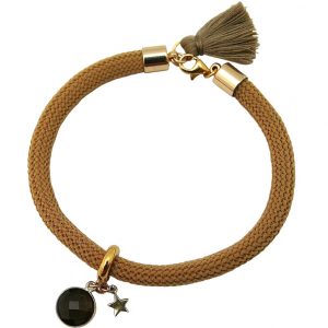 Gemshine - Damen - Armband - 925 Silber - Vergoldet - Edelstein - Rauchquarz - STAR - Stern - Braun