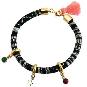 Gemshine - Damen - Armband - 925 Silber Vergoldet - AZTEC - STAR - Stern - Rubin - Rot - Smaragd - Grün