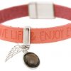 Gemshine - Damen - Armband - Engel - Flügel - 925 Silber - WISHES - Pink - Rosa - Rauchquarz - Magnetverschluss