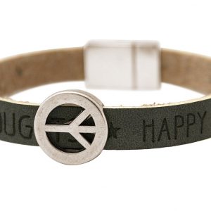 Gemshine - Damen - Armband - Frieden - Peace - WISHES - Grau - Anthrazit - Magnetverschluss