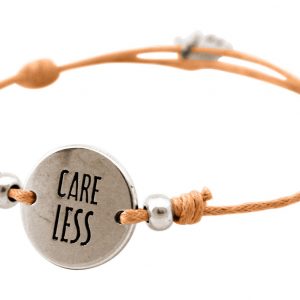 Gemshine - Damen - Armband - Gravur - CARE LESS - Silber - Hellkoralle - Rose
