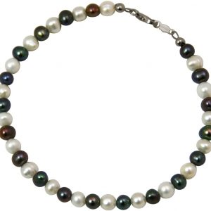 Gemshine - Damen - Armband - Perlen - Tahiti - Grau Weiß - 925 Silber - 19 cm