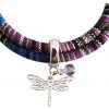 Gemshine - Damen - Armband - Wickelarmband - 925 Silber - Libelle - AZTEC - Amethyst - Rose - Violett – Bild 4