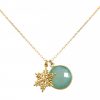 Gemshine - Damen - Halskette - Anhänger - SCHNEEFLOCKE - 925 Silber Vergoldet - Chalcedon - Meeresgrün - 45 cm – Bild 3