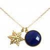 Gemshine - Damen - Halskette - Anhänger - SCHNEEFLOCKE - 925 Silber Vergoldet - Saphir - Blau - 45 cm – Bild 4