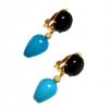 Gemshine - Damen - Ohrringe - Ohrclips - Vergoldet  - Onyx - Türkis - Schwarz - Blau - TROPFEN - 3,5 cm – Bild 3