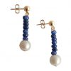 Gemshine - Damen - Ohrringe - Vergoldet - Saphir - Blau - Perle - Weiß - 3 cm