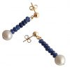 Gemshine - Damen - Ohrringe - Vergoldet - Saphir - Blau - Perle - Weiß - 3 cm – Bild 4