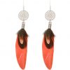 Gemshine - Ohrringe - Traumfänger - Silber - Boho - Lachs - Feder - 9 cm