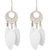 Gemshine - Ohrringe - Traumfänger - Silber - Boho - Weiß - Feder - 7 cm – Bild 3