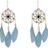 Gemshine - Traumfänger - Ohrringe - Silber - Boho - Feder - Blau - 7 cm