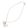 GEMSHINE Armband mit Einhorn und Rosenquarz Edelstein. 18 cm Armkette aus 925 Silber. Massiv 925 Silber, vergoldet, rose vergoldet. Made in Spanien. Geschenketui, Metall Farbe:Silber