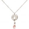 GEMSHINE Damenhalskette aus 925 Silber mit YOGA Lotusblume und Rosenquarz. Edelstein hervorragender Qualität und Farbe. Made in Madrid / Spanien. Im eleganten Schmucketui mit Geschenkverpackung.