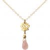 GEMSHINE Damenhalskette aus hochwertig vergoldetem 925 Silber mit YOGA Lotusblume und Rosenquarz hervorragender Qualität. Made in Madrid / Spanien. Im eleganten Schmucketui mit Geschenkverpackung