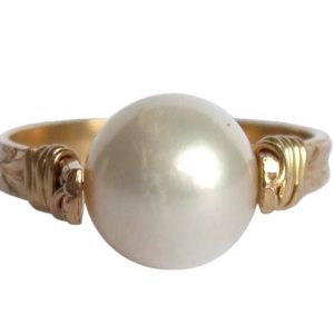 Gemshine - Damen - Ring - Spannring - Vergoldet - Zuchtperle - Weiß - 8mm, Ringgröße:54 (17.2)