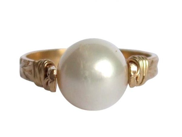 Gemshine - Damen - Ring - Spannring - Vergoldet - Zuchtperle - Weiß - 8mm, Ringgröße:54 (17.2)