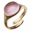 Gemshine - Damen - Ring - 925 Silber Vergoldet - Rosenquarz - Rosa - Größenverstellbar - 10mm