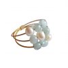 Gemshine - Damen - Ring - Vergoldet - Aquamarin - Perlen - Blau - Weiß, Ringgröße:53 (16.9)