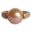 Gemshine - Damen - Ring - Spannring - Vergoldet - Zuchtperle - Lachs - Rose - 8mm, Ringgröße:54 (17.2) – Bild 3