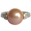 Gemshine - Damen - Ring - Spannring - 925 Silber - Zuchtperle - Lachs - Rose - 8mm