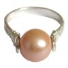 Gemshine - Damen - Ring - Spannring - 925 Silber - Zuchtperle - Lachs - Rose - 8mm – Bild 3