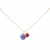 Gemshine - Damen - Halskette - Anhänger - Saphir - Rubin - Blau - Rot - 925 Silber Vergoldet - 45 cm