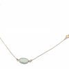 Gemshine - Damen - Halskette - 925 Silber Vergoldet - Chalcedon - Mondstein - Meeresgrün - Weiss - 45 cm
