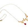 Gemshine - Damen - Halskette - Anhänger - Jade - 925 Silber - Vergoldet - Lotus Blumen - Rot - LEAVES - 45 cm – Bild 4