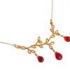 Gemshine - Damen - Halskette - Anhänger - Jade - 925 Silber - Vergoldet - Lotus Blumen - Rot - LEAVES - 45 cm – Bild 3